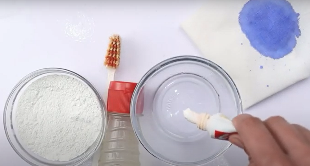 A toothpaste and baking soda mixture
