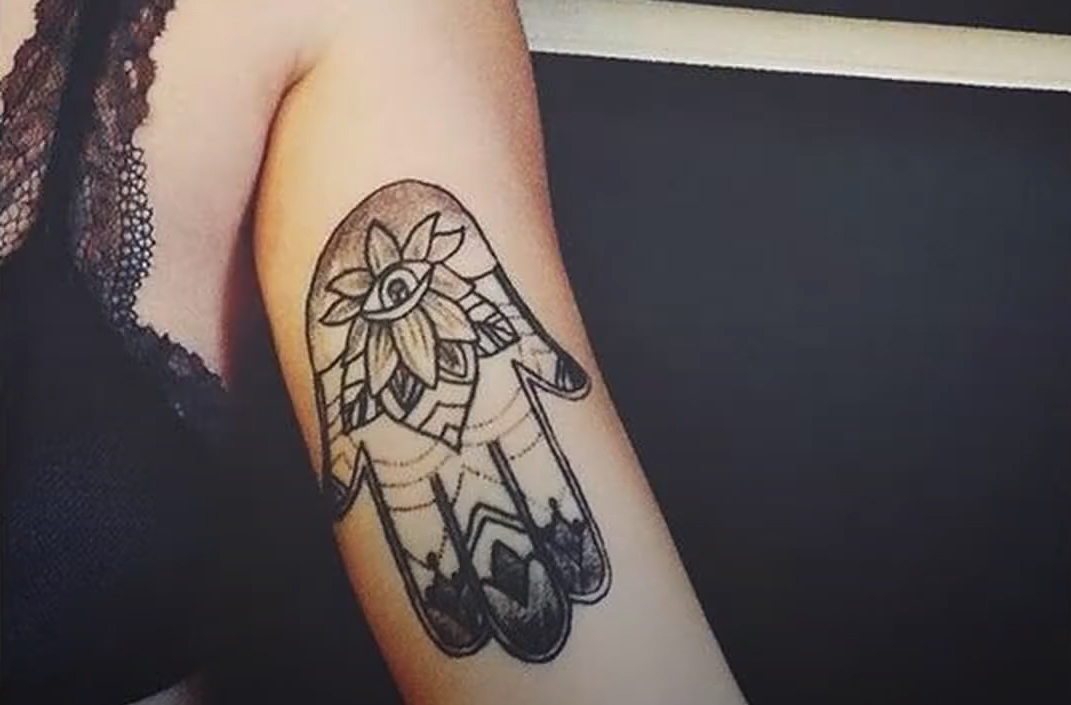 Hamsa with Flower Tattoo